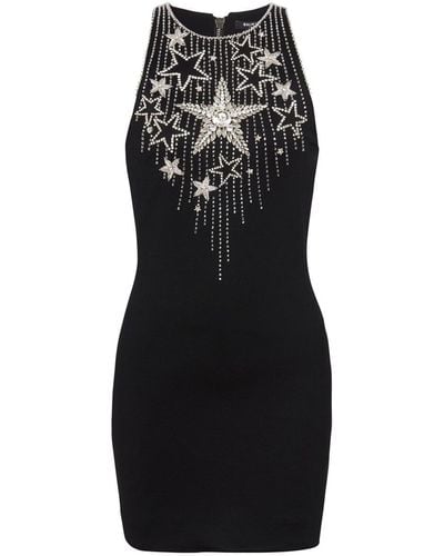 Balmain Falling Stars Short Dress With Embroidery - Black