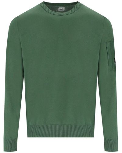 C.P. Company Cotton Crepe Crewneck Sweater - Green