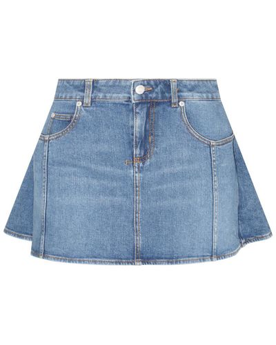 Alexander McQueen Cotton Blend Denim Skirt - Blue