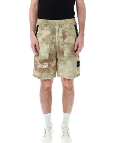 Stone Island Camo Shorts - Natural