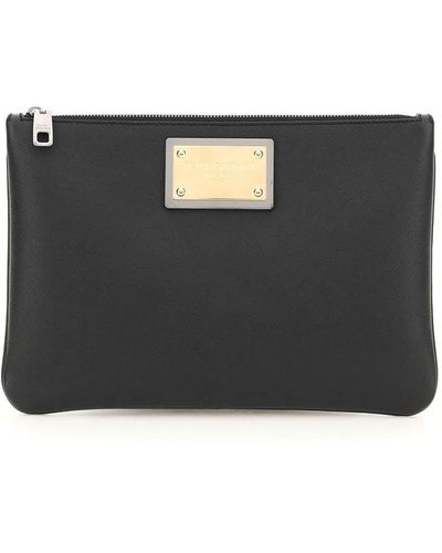 Dolce & Gabbana Nylon And Leather Pouch - Black