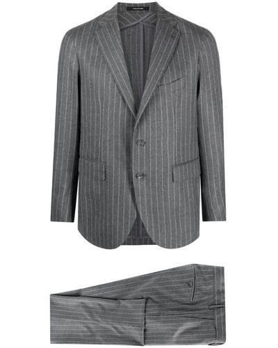 Tagliatore Striped Virgin-wool Single-breasted Suit - Grey
