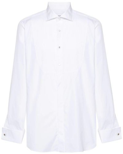 Lardini Cotton Shirt With Pleated Panel - White