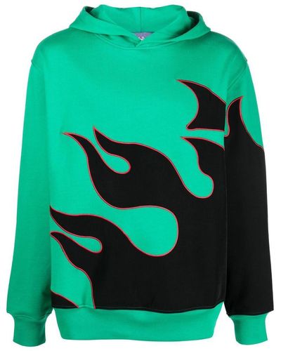 Just Don Flame-print Cotton Hoodie - Green