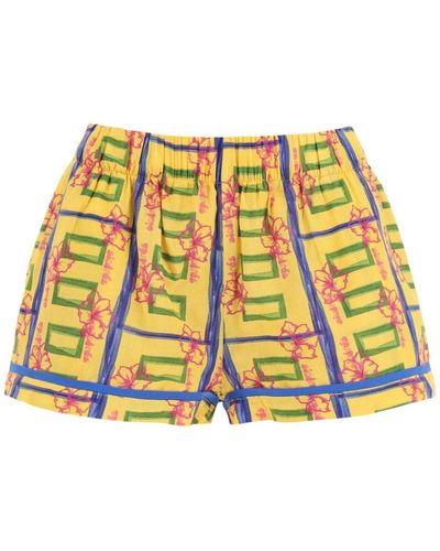 Siedres All-Over Printed Cotton 'Zyon' Shorts - Yellow