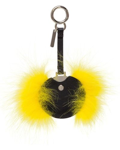 Fendi Mirror Leather Keychain - Yellow