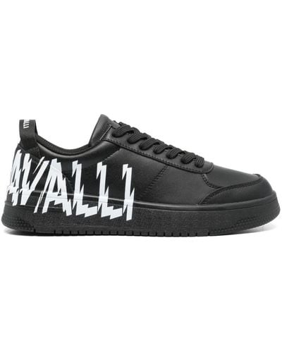 Just Cavalli Logo-print Leather Sneakers - Black