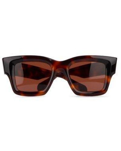 Jacquemus Gold Tone Raffia Square Frame Sunglasses - Multicolor