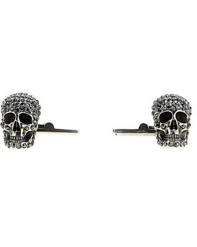 Alexander McQueen Crystal Skull Cufflinks - Black