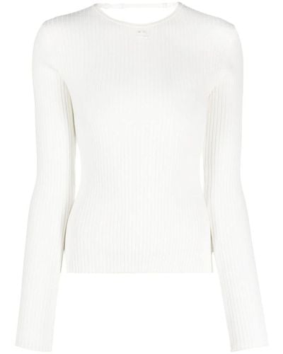 Courreges Elastic Wrists Rib Knit Sweater - White