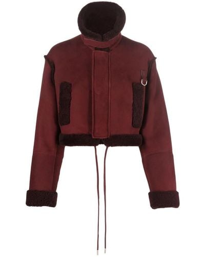 Off-White c/o Virgil Abloh Cropped Shearling Jacket - Red