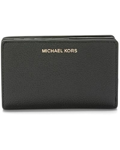 Michael Kors Calfskin Leather Wallet With Logo - Black
