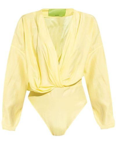 GAUGE81 Nabi Long Sleeve Silk Bodysuit - Yellow