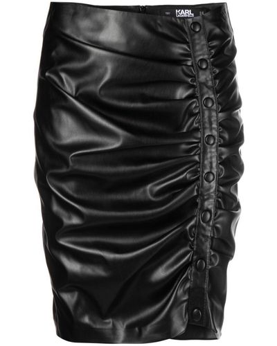 Karl Lagerfeld Draped-design Button-down Skirt - Black