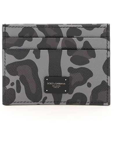 Dolce & Gabbana Leopard Print Card Holder - Gray