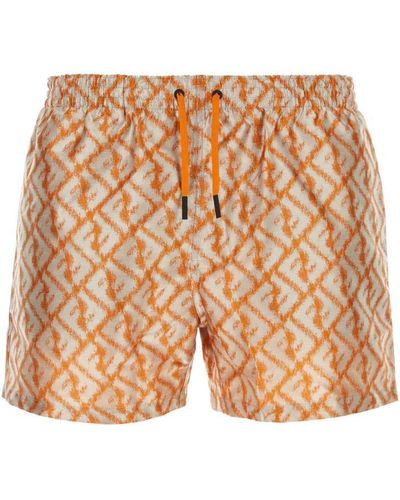 Fendi Embroidered Polyester Swimming Shorts - Natural