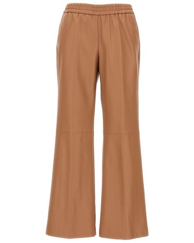 Nude Eco Leather Trousers - Brown