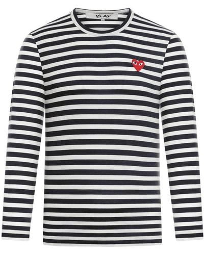 COMME DES GARÇONS PLAY Logo Striped Cotton T-Shirt - Black
