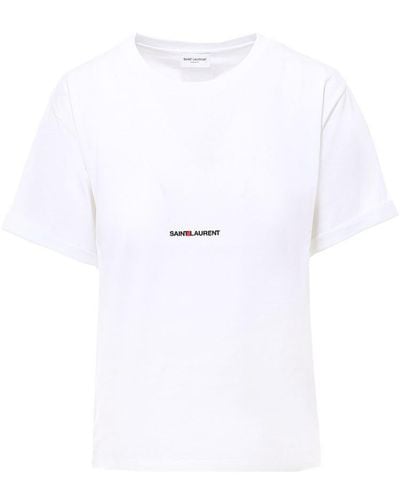 Saint Laurent Logo Crewneck T-shirt - White