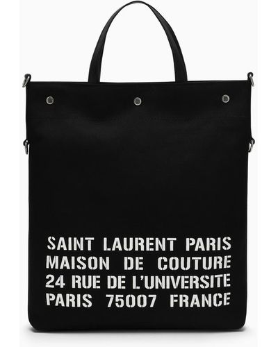 Saint Laurent Tote Logo Bags - Black
