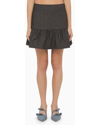 Ganni Striped Recycled-polyester-blend Mini Skirt - Black
