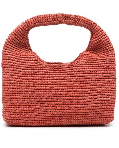 Manebí Halfomoon Raffia Handbag - Red