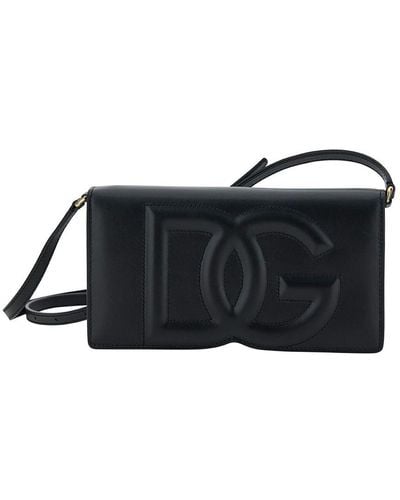 Dolce & Gabbana Dg Logo Leather Phone Bag - Black