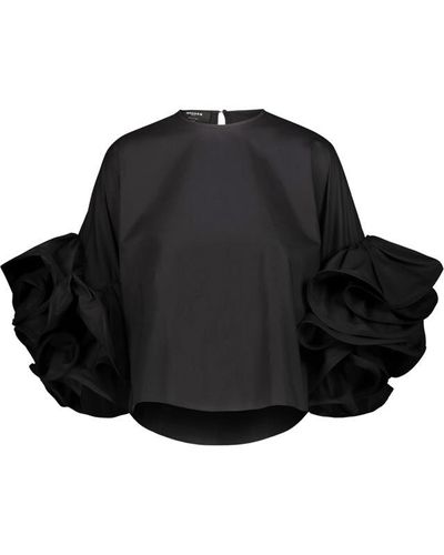 Rochas Ruffled Sleeves Top Clothing - Black