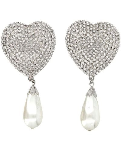 Alessandra Rich Crystal Heart With Pendant Pearl - White