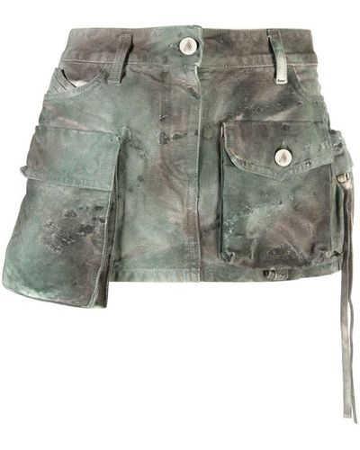 The Attico Fay Camouflage Denim Mini Skirt - Green