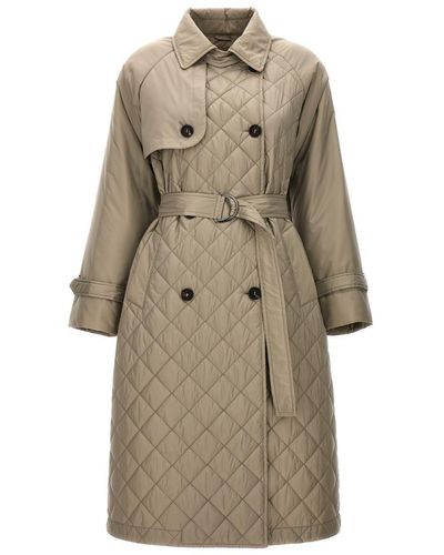 Brunello Cucinelli Quilted Trench Coat Coats, Trench Coats - Natural