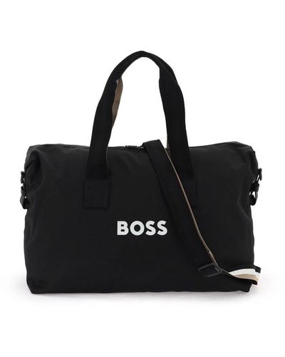 BOSS Rubberized Logo Duffle Bag - Black