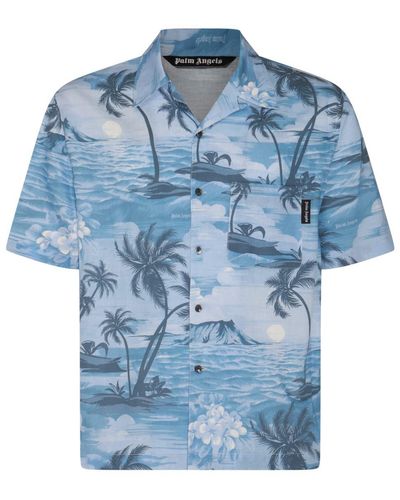 Palm Angels Light Linen Shirt - Blue
