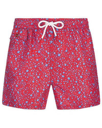 Kiton Swim Shorts With Water Drops Pattern - Red