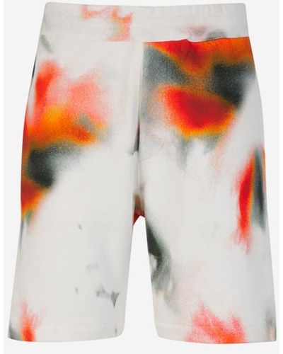 Alexander McQueen Printed Cotton Bermuda Shorts - White