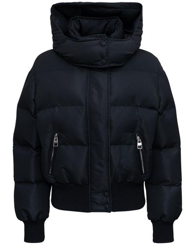 Alexander McQueen Padded Jacket With Logo Print - Blue