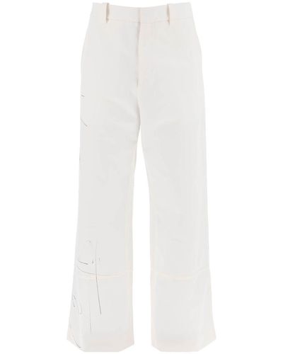 OAMC Wide-Legged Scribble Pants - White