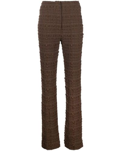 Nanushka Juna Seersucker-texture Slim-fit Pants - Brown