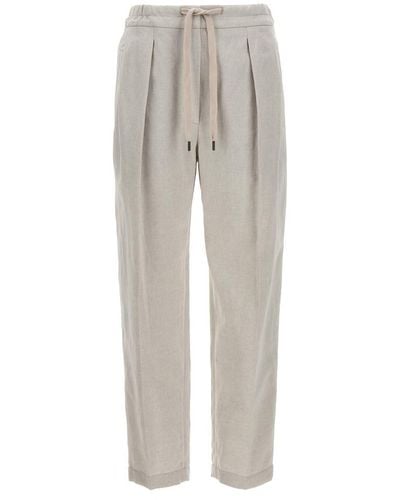 Brunello Cucinelli Linen Cotton Trousers - Grey