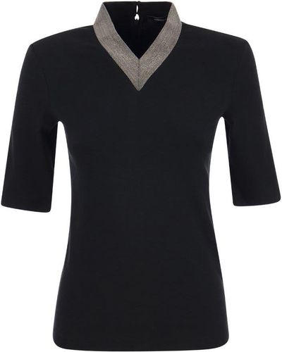 Fabiana Filippi T-shirt With Luxury Neckline - Black