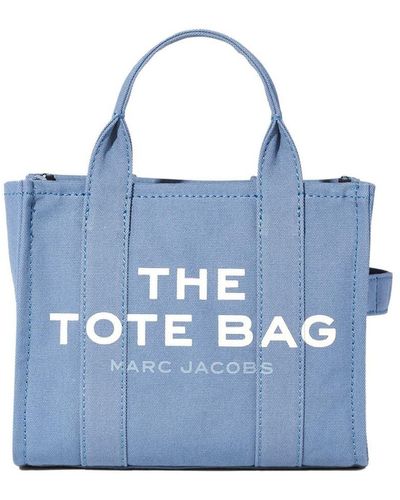 Marc Jacobs Fabric Mini Tote Traveler Handbag With Logo - Blue