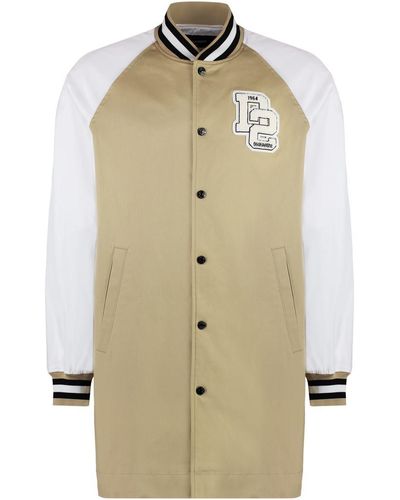 DSquared² Varsity Button-Front Cotton Jacket - Natural
