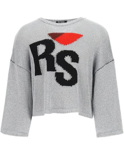 Raf Simons Oversized Sweater Rs Embroidery - Gray