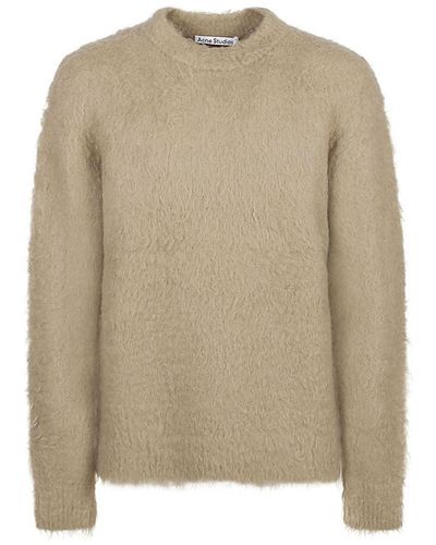 Acne Studios Faux Fur Wool Blend Sweater - Natural