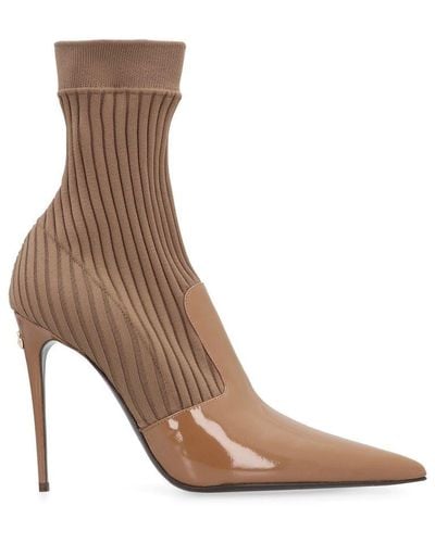 Dolce & Gabbana Lollo Sock Ankle Boots - Brown