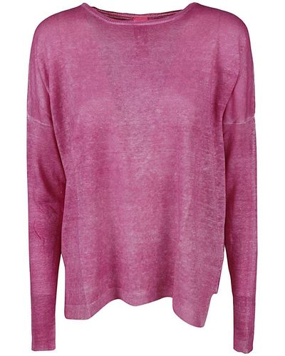 ALESSANDRO ASTE Boat Neck Spray Art Linen Sweater - Pink