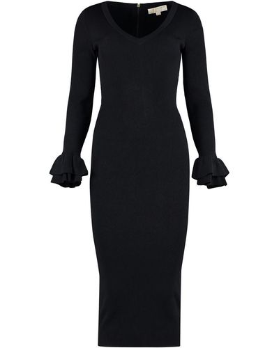 Michael Kors Ribbed Knit Dress - Black