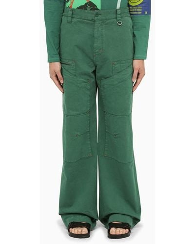 Marine Serre Green Stretch Cotton Trousers