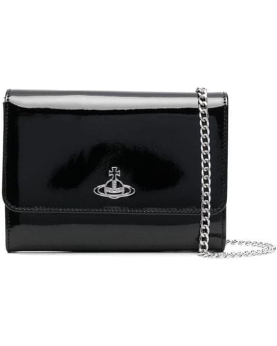 Vivienne Westwood Patent Leather Wallet On Chain - Black