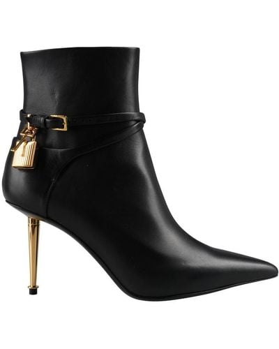 Tom Ford Leather Ankle Boots With Padlock - Black